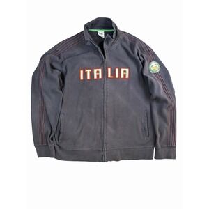 Blue Marlin Italia Track Jacket Mens XL Black Full Zip Italy Flag Y2K Spellout
